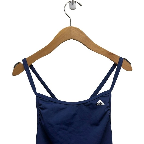 Adidas Solid Vortex Back One Piece Swimsuit Cut Out Navy Blue - Picture 5 of 6